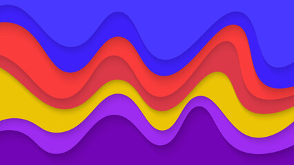 Modern Colorful Abstract Waves Papercut Style Background
