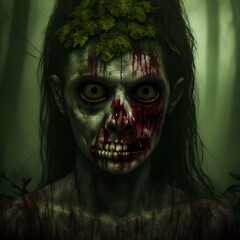 zombie,woman,monster,green,terror,creepy