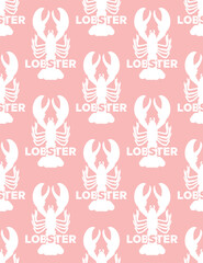 Fototapeta na wymiar Abstract Monochrome Lobster Silhouettes and Words Seamless Vector Pattern Minimalist Decoration Element Trendy Fashion Colors Perfect for Allover Fabric Print or Wrapping Paper