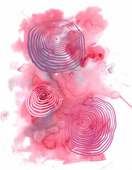 Watercolor art background and vector lines