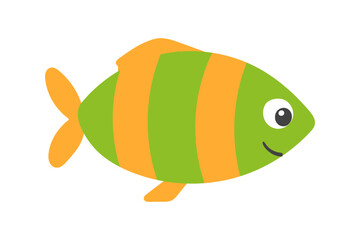 Vector sea fish cartoon illustration on white background. Colorful flat simple aquarium fish icon