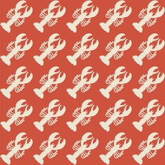 Abstract Retro Lobsters Diagonal Lineup Minimal Seamless Vector Pattern Trendy Fashion Colors Perfect for Allover Fabric Print Interior Decoration Outdoor Textile or Mens Swimwear