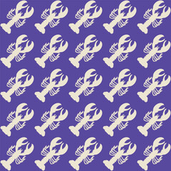 Abstract Retro Lobsters Diagonal Lineup Minimal Seamless Vector Pattern Trendy Fashion Colors Perfect for Allover Fabric Print Interior Decoration Outdoor Textile or Mens Swimwear