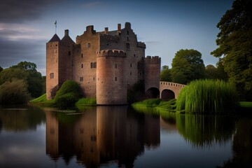 castle on the lake made with generative ai