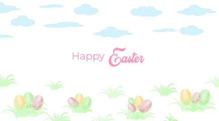 Easter background with festive decor elements and place for text