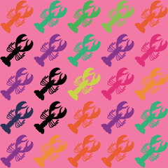 Abstract Retro Lobsters Diagonal Lineup Minimal Seamless Vector Pattern Trendy Fashion Colors Perfect for Allover Fabric Print Interior Decoration Outdoor Textile or Mens Swimwear