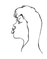 Proud beauty girl. Silhouette of a woman in cartoon style.