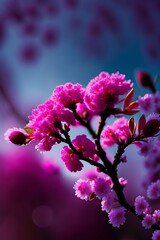 Magenta cherry blossom flowers tree branches