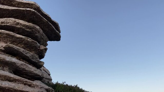Natural stone monument in the Torcal de Antequera in Malaga, called El Tornillo.