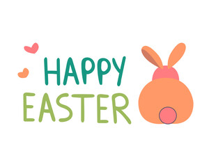 Fototapeta premium handwritten letter with Easter greetings. Happy Easter! a minimalistic bunny is depicted. vector illustratio