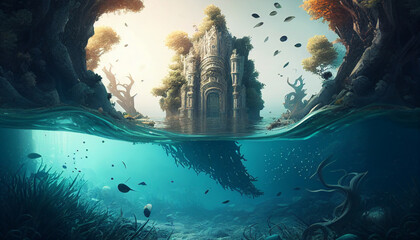 The Mysteries of an Underwater City: A Suspenseful Adventure. Generative Ai