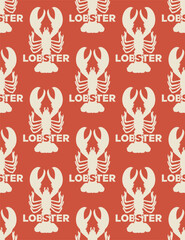 Abstract Monochrome Lobster Silhouettes and Words Seamless Vector Pattern Minimalist Decoration Element Trendy Fashion Colors Perfect for Allover Fabric Print or Wrapping Paper