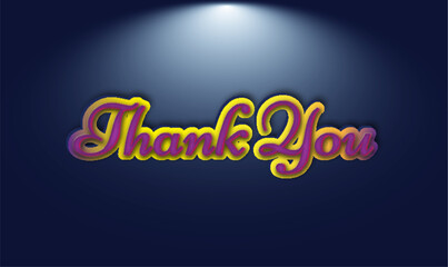 A blue background with the words thank you in yellow and purple 3d text effect
