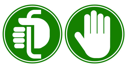 Slide to open signs. Forward or backwards. Hand image with push and pull. sign, symbol