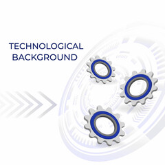 Bright technological background with gears and technological elements