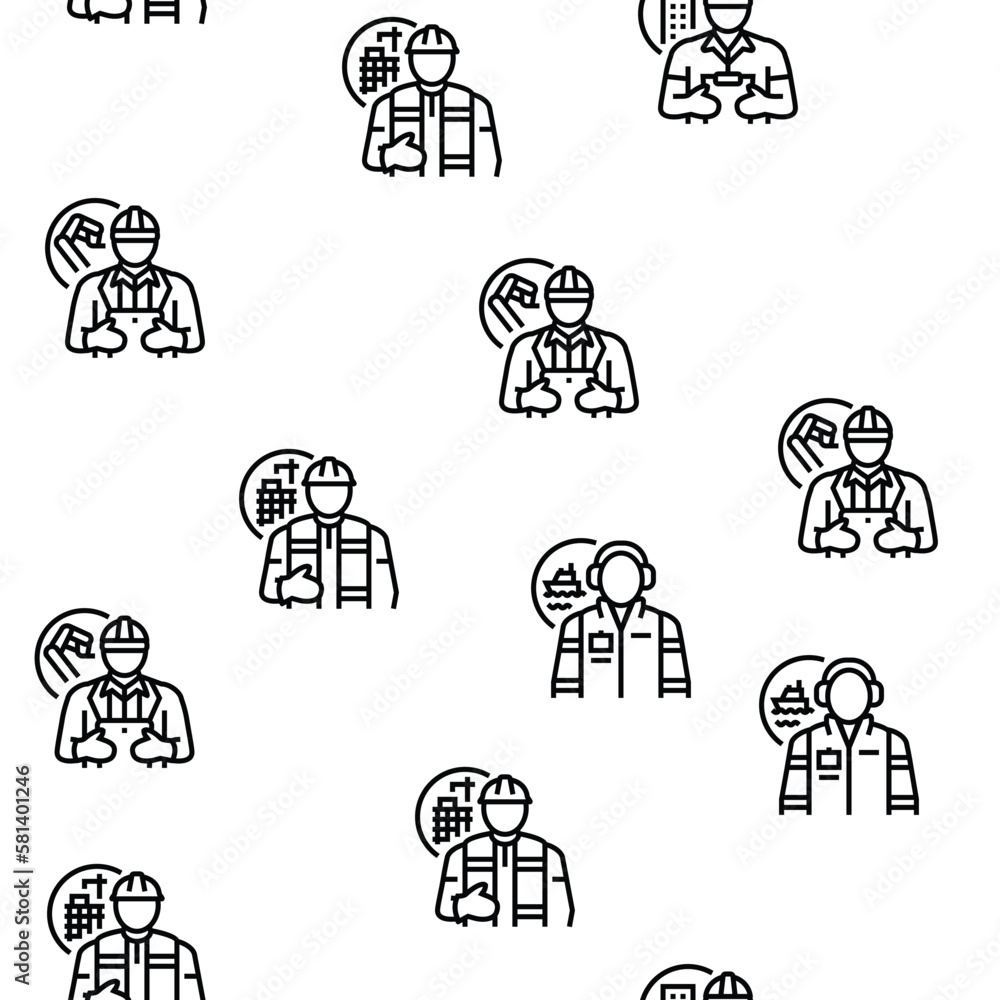 Poster engineer technology work man vector seamless pattern