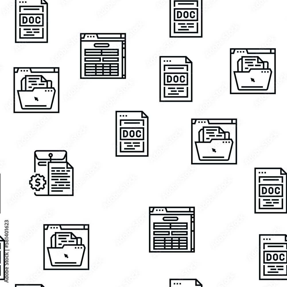 Poster document paper file business page vector seamless pattern