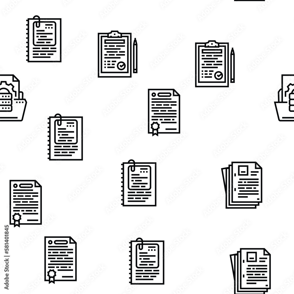 Poster document paper file business page vector seamless pattern