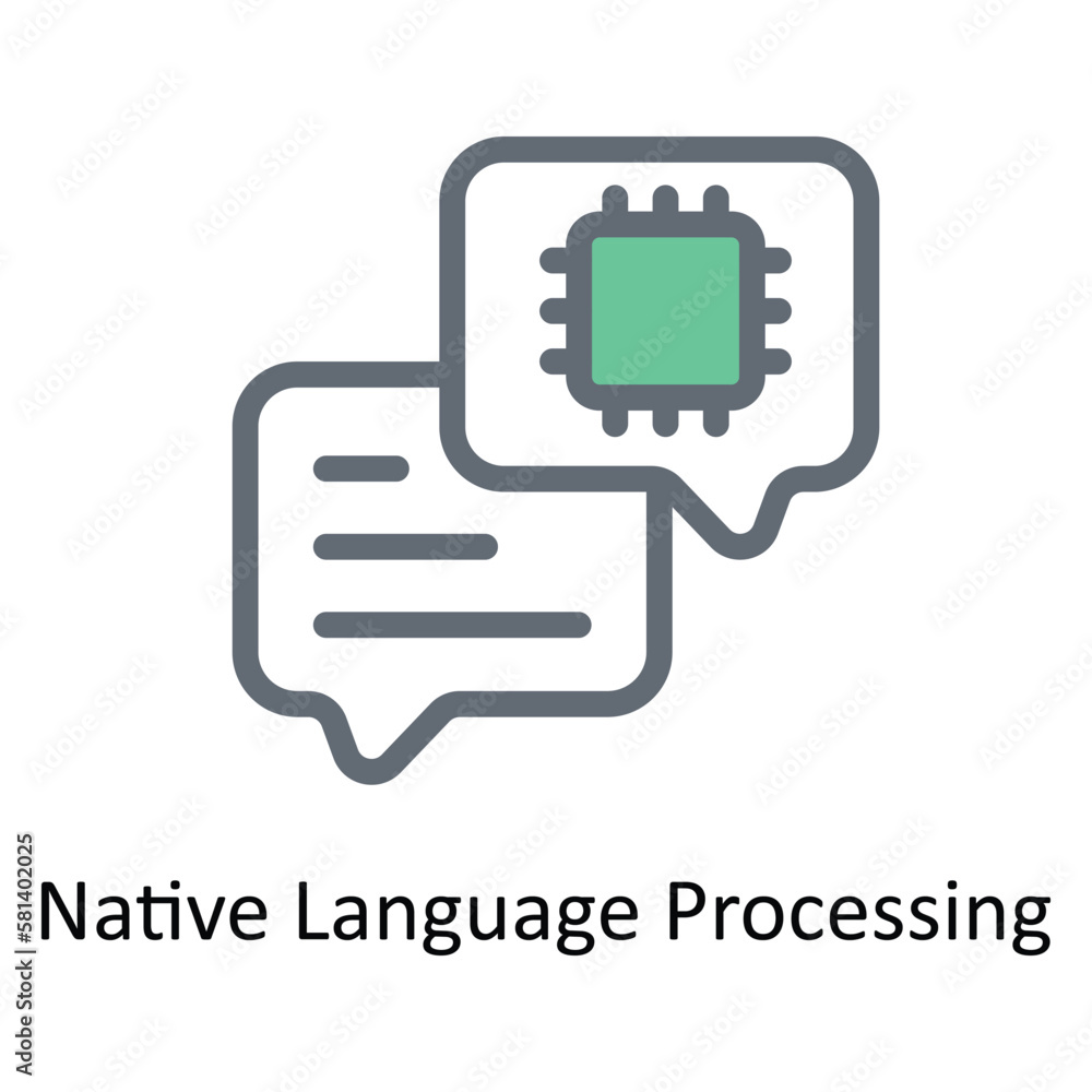 Aufkleber native language processing vector fill outline icons. simple stock illustration stock