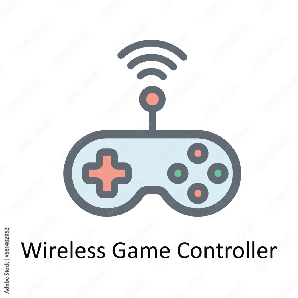 Poster wireless game controller vector fill outline icons. simple stock illustration stock