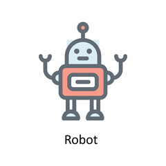 Robot  Vector  Fill Outline Icons. Simple stock illustration stock