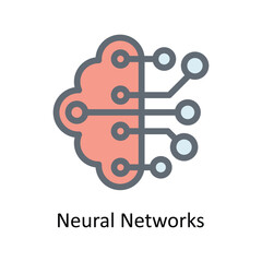 Neural Networks Vector  Fill Outline Icons. Simple stock illustration stock