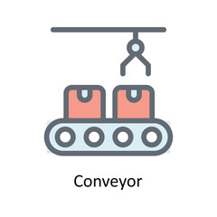 Conveyor Vector  Fill Outline Icons. Simple stock illustration stock