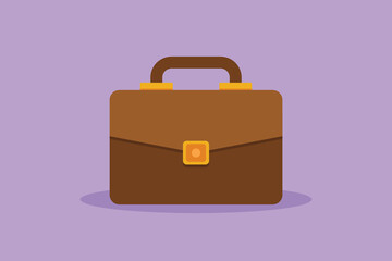 Character flat drawing leather briefcase male business bag. Work suitcase. Office case. Portfolio document. Finance handbag template, logotype, label, sticker, card. Cartoon design vector illustration