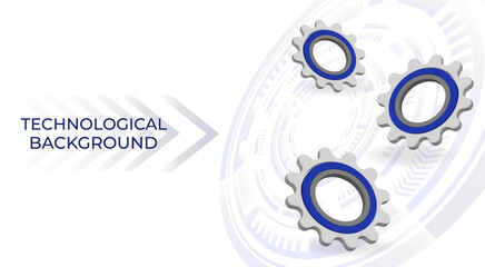 Bright technological background with gears and technological elements