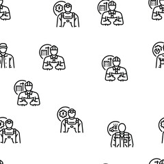 repair worker engineer man vector seamless pattern