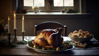 クリスマス_ローストチキン_Christmas_roasted chicken_generative ai