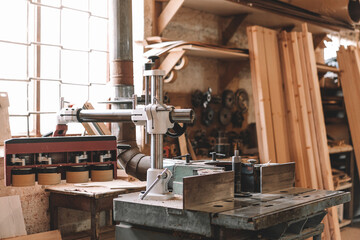 Wood working CNC machine at carpentry workshop