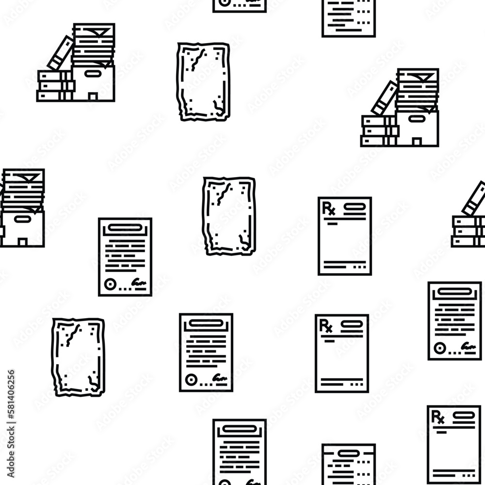 Poster paper document office note page vector seamless pattern