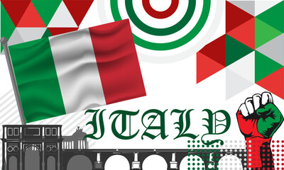 Italy banner background with retro style isolated on wihite background