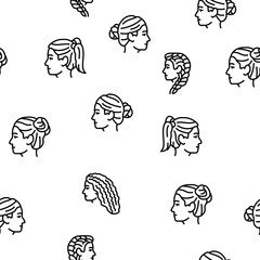 hairstyle portrait hair fashion vector seamless pattern