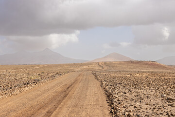 Gravel road in a stone desert, Los Molinos, Fuerteventura