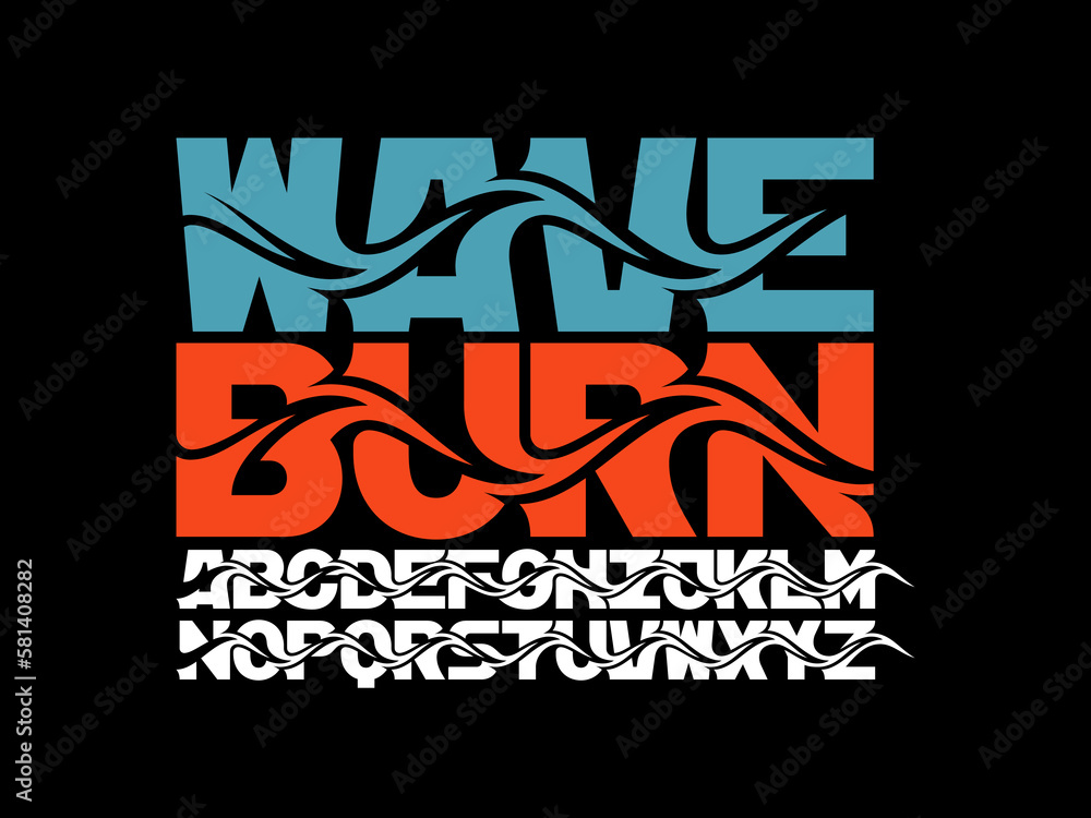 Fototapete vector font set with flowing wave shape