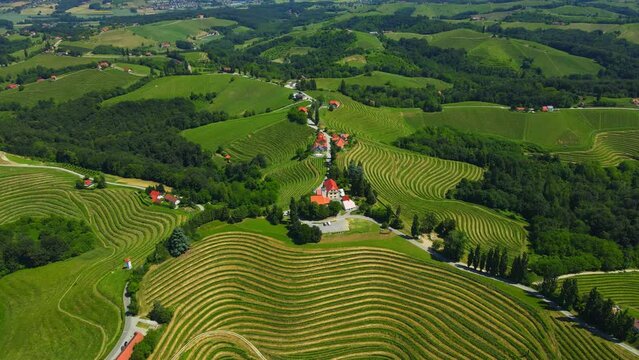 Aerial drone footage of Jeruzalem. Jeruzalem is a small settlement in the eastern part of the Slovene Hills (Slovenske gorice) in the Municipality of Ljutomer in northeastern Slovenia.