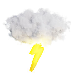 3d cloud and thunder on transparent background