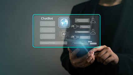 AI Chat bot ChatBot Technology and business design, global internet communication application concept.