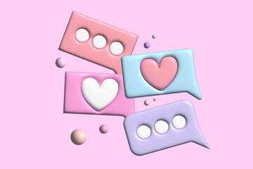 A social media concept. 3d illustration of smartphone and other icons.