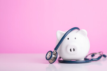 Financial for health concept, The idea of ​​saving money for healthcare, Close up stethoscope...