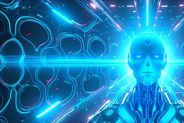 Obraz na płótnie Canvas artificial intelligence reaching singularity - generative AI
