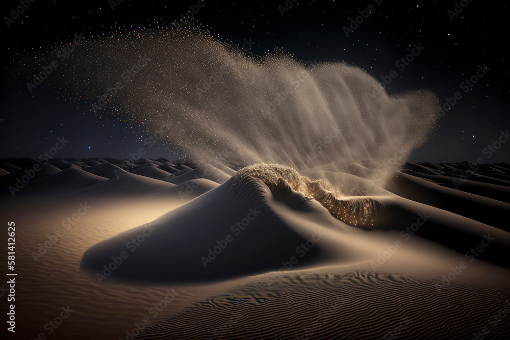Poster pattern of sand blowing by wind ,made with generative ai