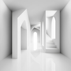 Abstract minimalistic white interior, empty room ,made with Generative AI