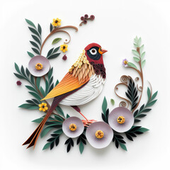 Paper craft illustration of finch ,made with Generative AI