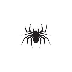 Spider icon, black widow silhouette. Halloween animal symbol, arachnid sign, bug pictogram