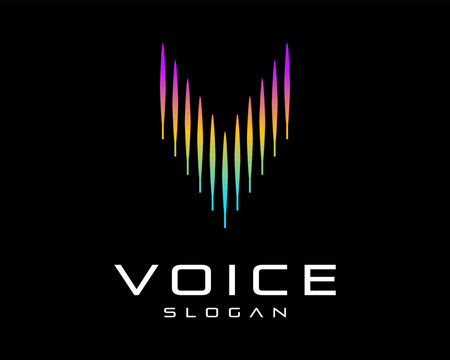 Letter V Initials Sound Voice Spectrum Rhythm Digital Futuristic Modern Vibrant Vector Logo Design