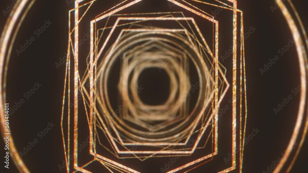 Poster Arts Deco Frame Graphic Background/ 4k motion graphics of a golden frame intro with depth of field