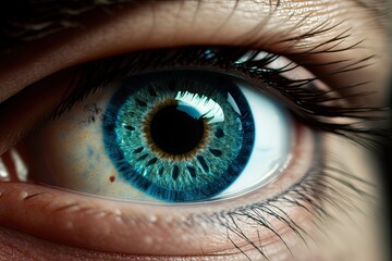 The blue eye of a man, up close. Generative AI